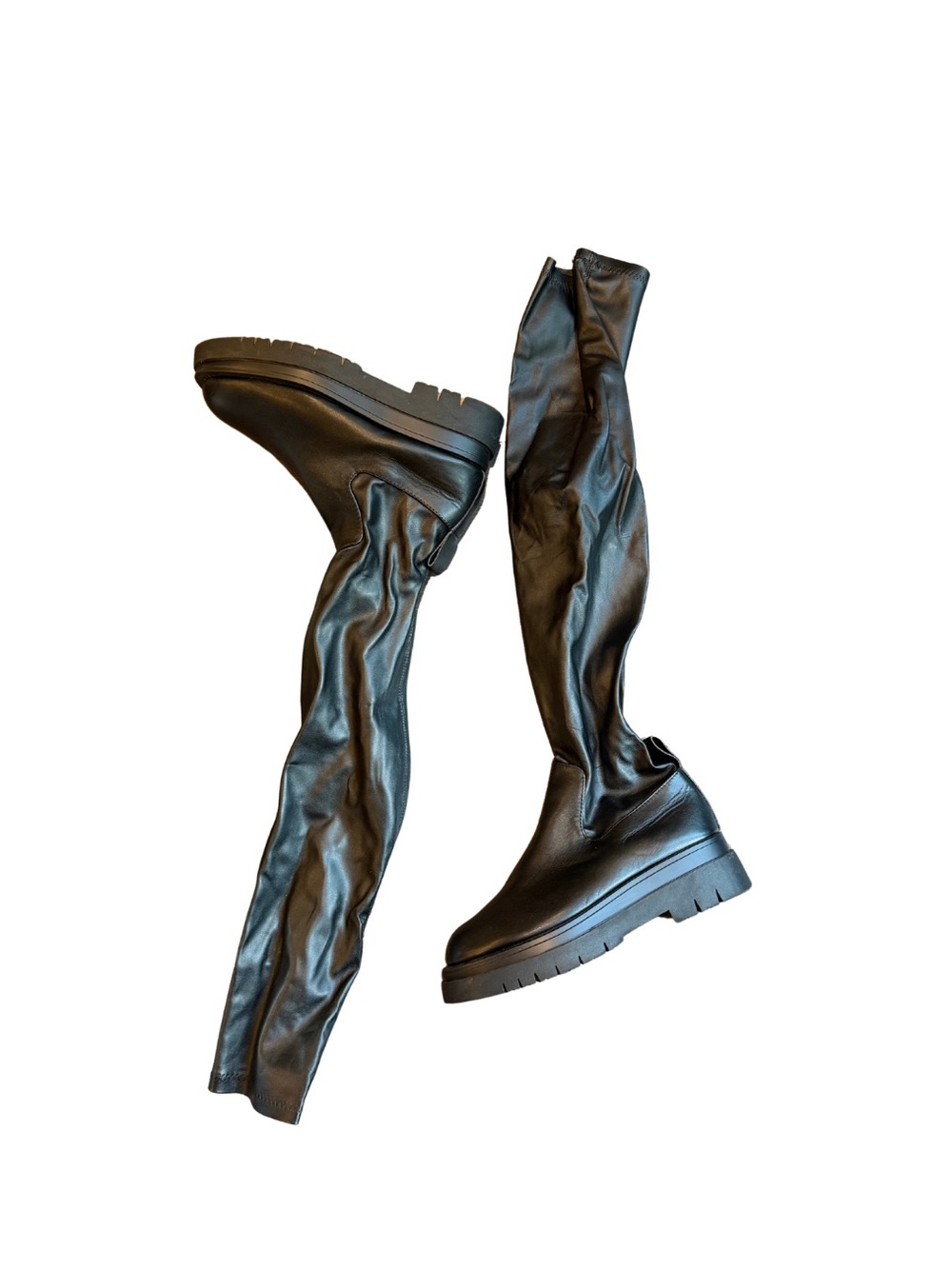 Black Over-the-Knee Chunky Sole Boots